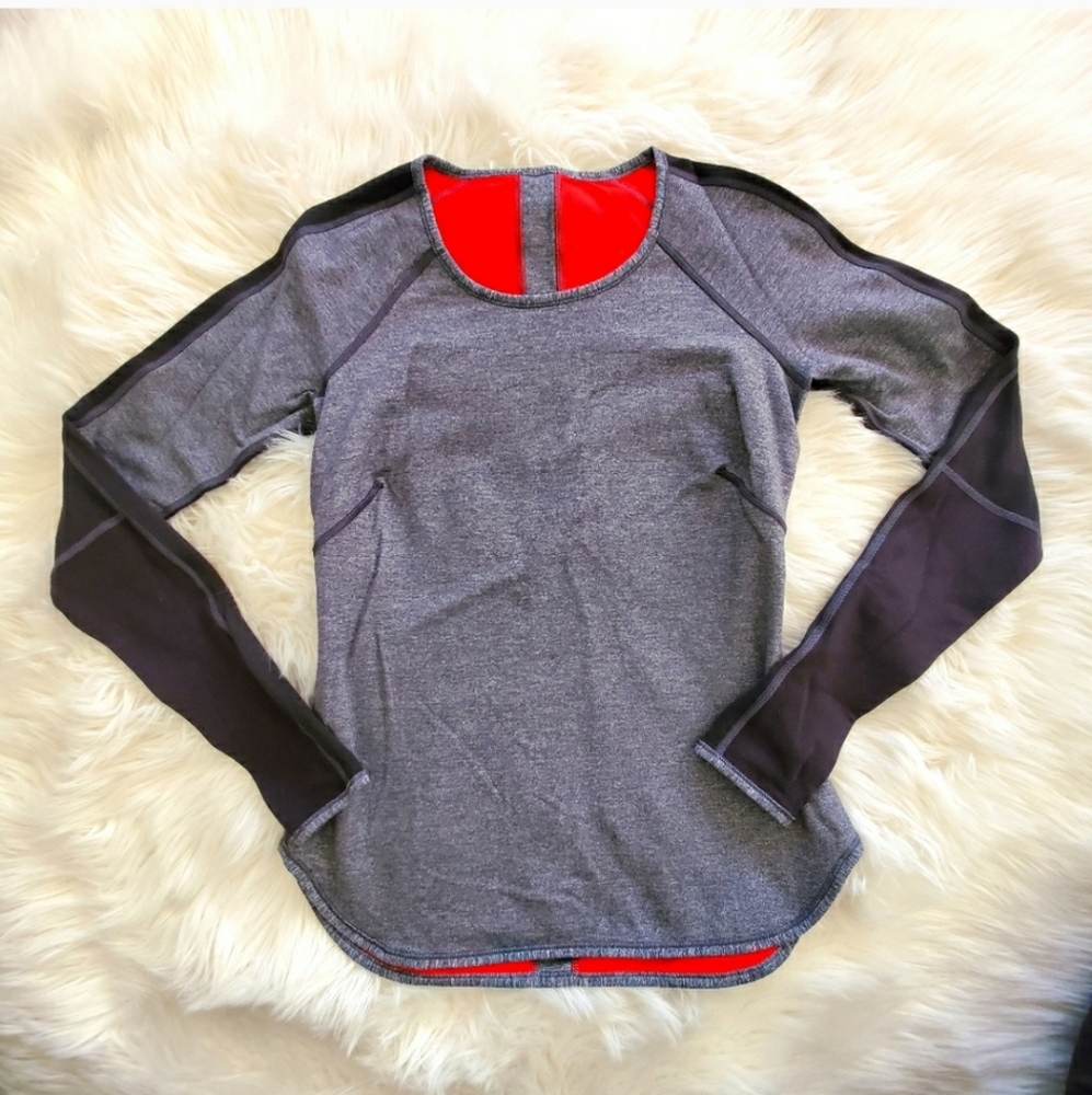 lululemon athletica Gray and Black Long Sleeve Tee